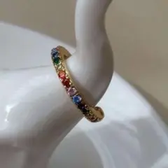 マルチカラー&ゴールド　イヤーカフ　アミュレット