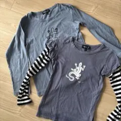 agnis b. トカゲプリント 長袖カットソー 10ans