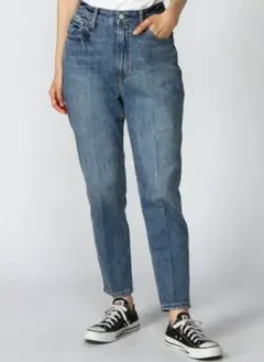 L　デニムスリムテーパード グローバルワーク パンツ　レディース　ジーンズ