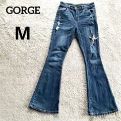 ジョージ　GORGE クラッシュデニム フレアパンツ M ブルーのサムネイル