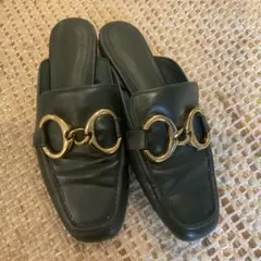 zara　バックルミュール　サンダル　ローファー　ブラック　35