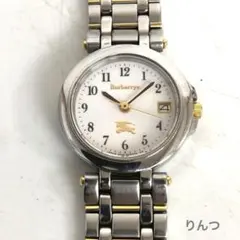 稼働品 Burberrys 腕時計 白文字盤 ホースロゴ ステンレス 男女兼用 