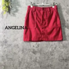 新品タグ付き　アンジェリーナ　ミニスカート　台形スカート　ウール調　冬　赤　M