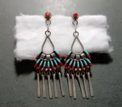 希少　インディアンジュエリー　ピアス　Silver925　ターコイズ　ズニ族