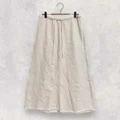 ZARA ザラ リネン混 ロングスカート S ベージュ ウエストゴム 爽やか