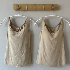 【M 2枚セット】ユニクロ　エアリズム　ブラタンクトップ　ベージュ