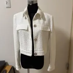 ZARA ザラ レディースツイードジャケット ホワイト USA M
