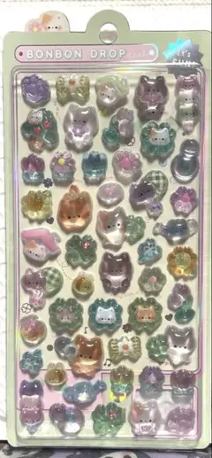 BONBON DROP ハッピーネコちゃんカラフル立体シール　12