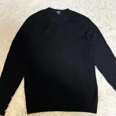 ユニクロ エクストラファインメリノクルーネックセーター Lサイズ ブラック