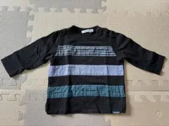 【美品】familiar 青チェック　ブラック　長袖カットソー　80㎝