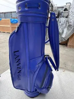 3*2様 美品！LANVIN SPORT エナメルキャディーバッグ青 ヘッドカバ