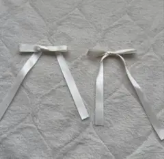 結婚式 ヘアアレンジ ヘアアクセサリー 白リボン