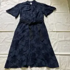 ザラ　ワンピース　濃紺レース
