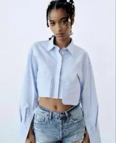 ZARA 長袖クロップドシャツ L