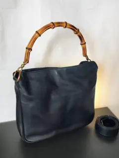 美品✨GUCCI バンブー ハンドバッグ 2way 底鋲 ショルダーバッグ 黒