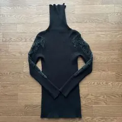 リブ編みハイネックセーター ブラック