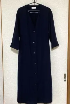 human womanヒューマンウーマン　ノーカラー　七分袖　ロングワンピース