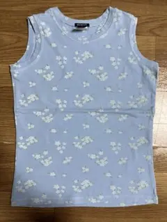 水色 花柄 タンクトップ