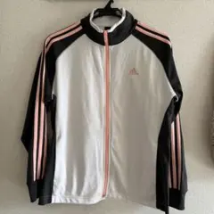adidas ジャージジャケット　レディース 長袖　上　L ピンク　グレー　白
