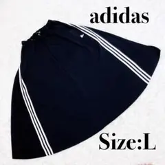 【即日発送】未使用 アディダス ジャージ スカート L 黒 3本ライン サラサラのサムネイル