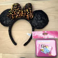 ディズニーリゾート カチューシャ　オレンジ　スパンコール　ダンボメモ帳　セット