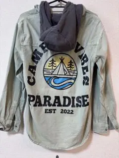 ZARA フード付きシャツ アッシュカーキ　デニムジャケット　152cm