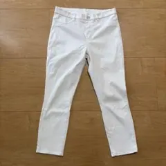 ホワイト ウルトラストレッチクロップドレギンスパンツ　Lサイズ