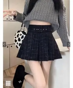 ツイードプリーツミニスカート