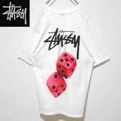 希少 ステューシー ストック ロゴ ダイス ホワイト 半袖 Tシャツ