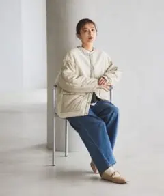 値下げ‼️【マシンウォッシャブル】ノーカラー切り替えボアブルゾン