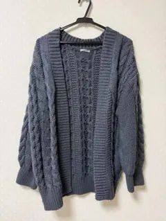 GU ケーブルニット 長袖カーディガン グレー