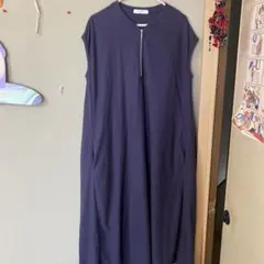 サマンサモスモスブルー カットソーノースリーブワンピース 紺色