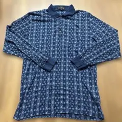 dunhill ネイビー パターン入り 長袖シャツ