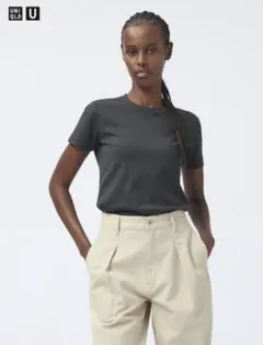 Uniqlo U クルーネックT 半袖 ダークグレー S ★ ユニクロユー