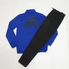 150 青 黒 アディダス キッズ トラックスーツ ジャージ 上下セット