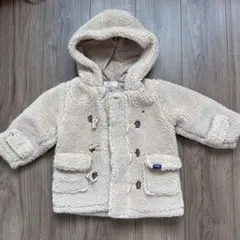 ボア素材 フード付きコート クリーム色