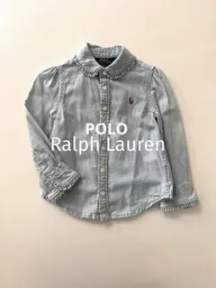 POLORalphLaurenポロラルフローレンベビー長袖フリルシャツデニム90