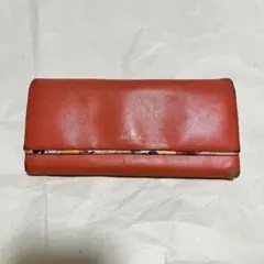 【ポールスミス】 長財布 オレンジ 花柄 本革 二つ折り 大容量 小銭入れあり