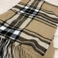 チェック柄マフラー ベージュ/ブラック