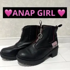 ANAP GIRL ブラックブーツ ジッパー付き　23cm