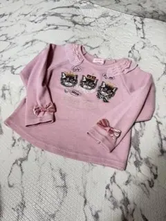 mezzopiano♡ 猫 刺繍ピンク長袖カットソー 110cm