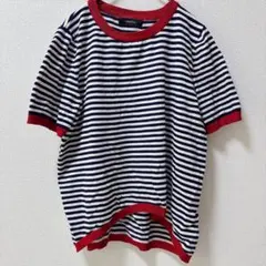美品★DOKOTOO 【M】ボーダー柄ニット トップス ネイビー×ホワイト