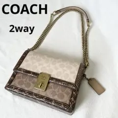 美品 COACH ハットン スネーク チェーンショルダー - メルカリ