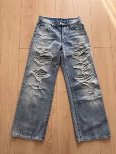 GRL ダメージ加工ジーンズ Mサイズ ワイドレッグ