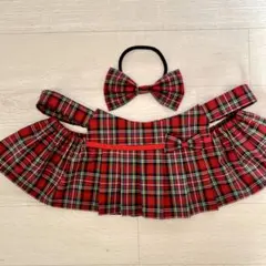 赤タータンチェックB ラボット　LOVOT　服　ハンドメイド