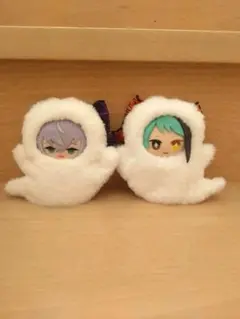 ぬい用着ぐるみ2個セット(びっくりおばけちゃん白)(左右対称・紫×オレンジリボン