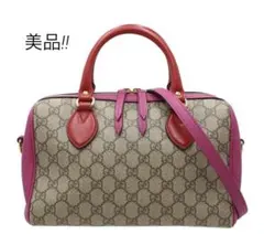 T2717 美品 グッチ GGスプリーム 2way ボストン ショルダーバッグ