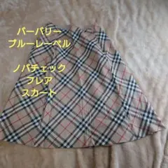 美品✨バーバリーブルーレーベル ノバチェック ベージュ フレアスカート36