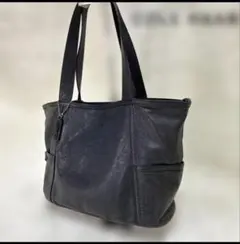 COLE HAAN 本革トート ネイビー A4可 ラメ内装のサムネイル
