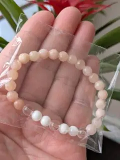 天然石ビーズ ブレスレット ピンクホワイト